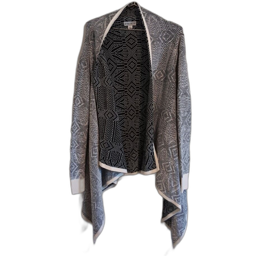 AVA & VIV Women’s X Open Cardigan Waterfall Black Gray White